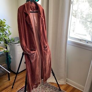 Peach velvet duster